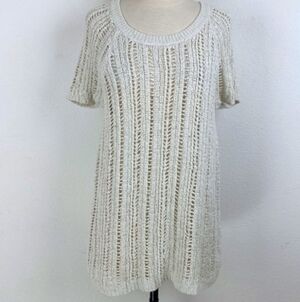 Torrid Sweater Cream Pullover Short Sleeve Open Weave Scoop Neck Cotton 2X NWOT